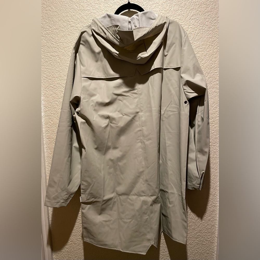 NWT Rains Long Jacket Cement Color Size L Retails $125 - Picture 8 of 11